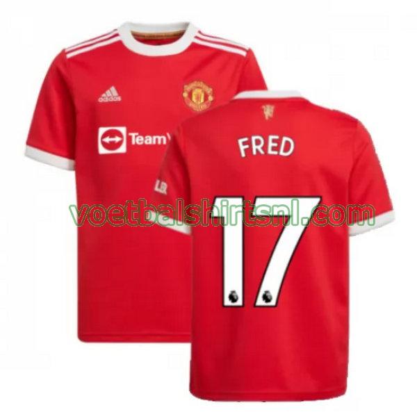 voetbalshirt manchester united mannen 2021 2022 thuis fred 17 rood