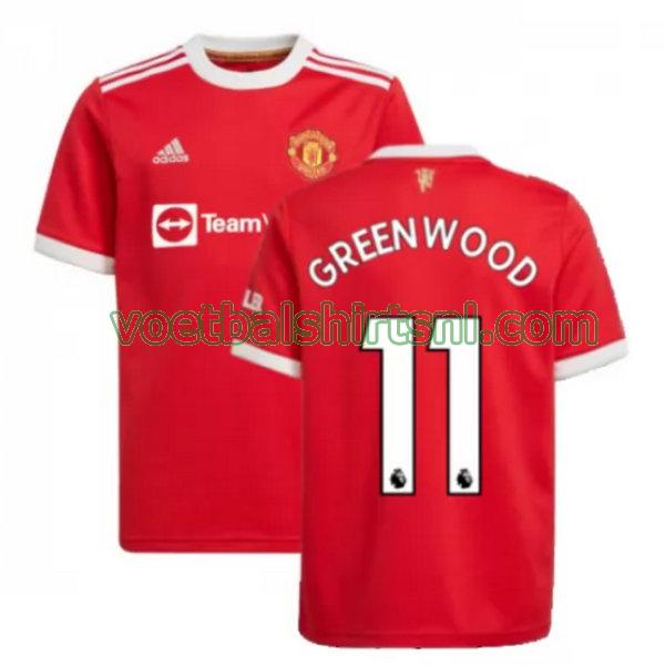 voetbalshirt manchester united mannen 2021 2022 thuis greenwood 11 rood