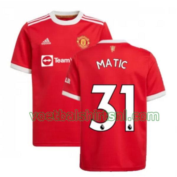 voetbalshirt manchester united mannen 2021 2022 thuis matic 31 rood