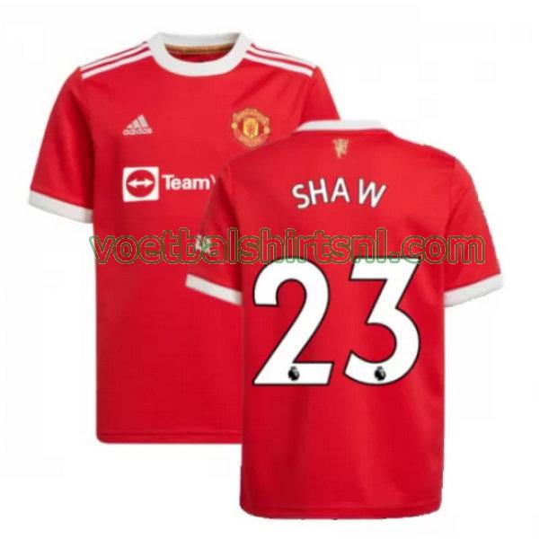 voetbalshirt manchester united mannen 2021 2022 thuis shaw 23 rood