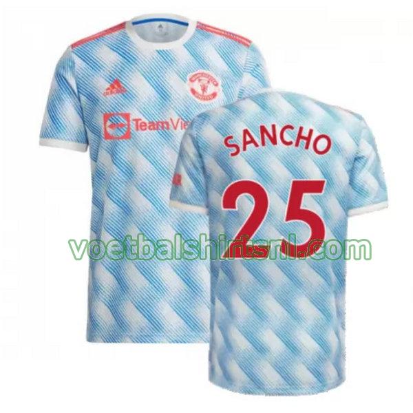 voetbalshirt manchester united mannen 2021 2022 uit sancho 25 blauw
