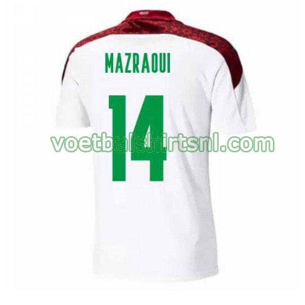 voetbalshirt marokko mannen 2020-2021 uit mazraoui 14 wit