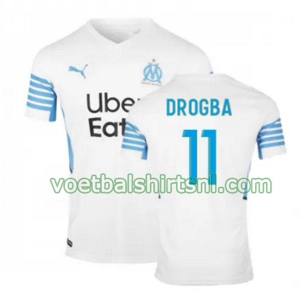 voetbalshirt olympique marseille mannen 2021 2022 thuis drogba 11 wit