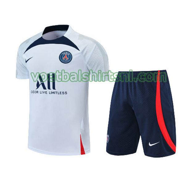 voetbalshirt paris saint germain mannen 2022 2023 training wit blauw set