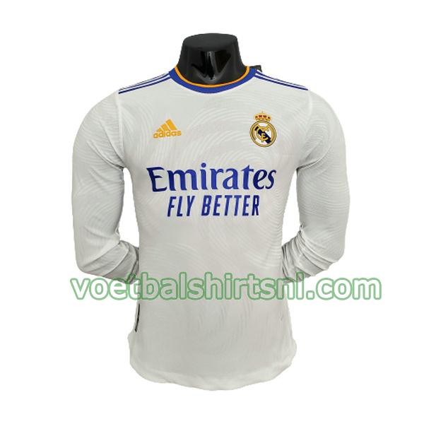 voetbalshirt real madrid mannen 2021 2022 thuis lange mouwen wit player