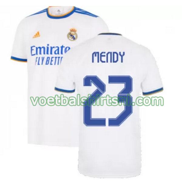 voetbalshirt real madrid mannen 2021 2022 thuis mendy 23 wit