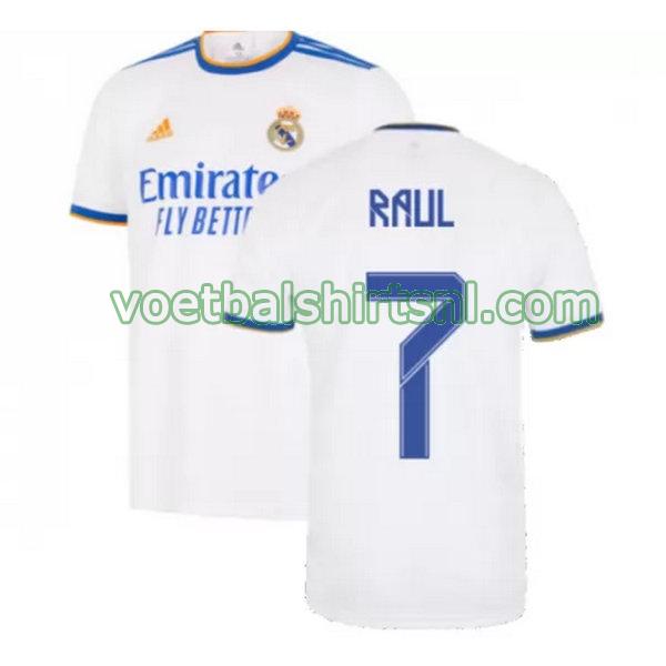 voetbalshirt real madrid mannen 2021 2022 thuis raul 7 wit