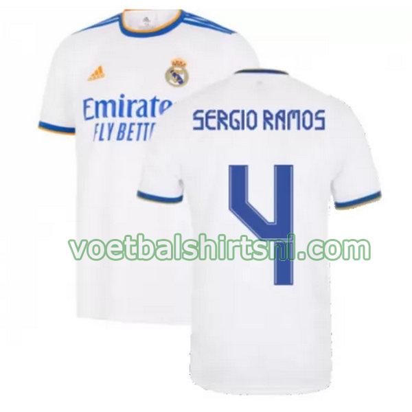 voetbalshirt real madrid mannen 2021 2022 thuis sergio ramos 4 wit