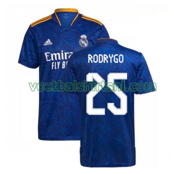 voetbalshirt real madrid mannen 2021 2022 uit rodrygo 25 blauw