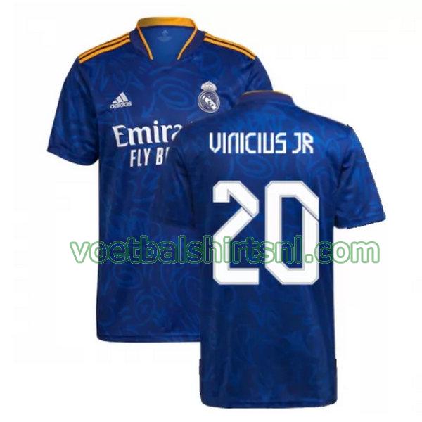 voetbalshirt real madrid mannen 2021 2022 uit vinicius jr 20 blauw