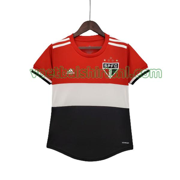 voetbalshirt sao paulo dames 2021 2022 3e rood wit zwart