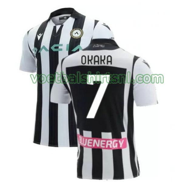 voetbalshirt udinese mannen 2021 2022 thuis okaka 7 zwart wit
